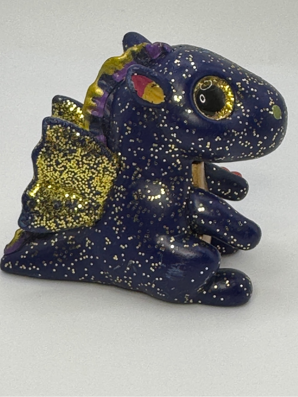 Ty Mini Boos Series 3 Chaser Dragon Saffire Rare Blue Gold Glitter Figurine
